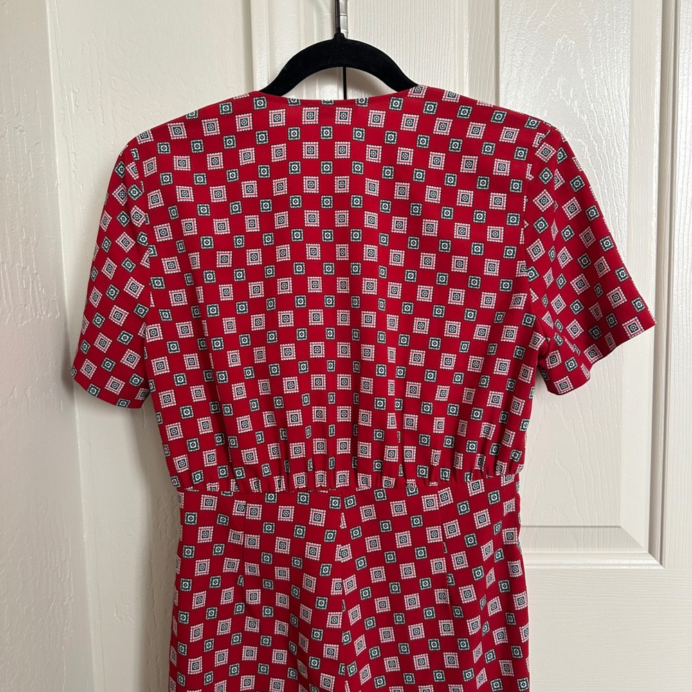 Sandro Paris Red "Laith" Geometric Tile Print Tie-Front Wide Leg Jumpsuit US 4 - Picture 7 of 11